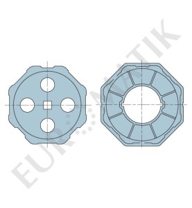 Adaptateur pour moteur Neo Ø 45 mm centre carré 10 mm pour tube octogonal 102 mm 