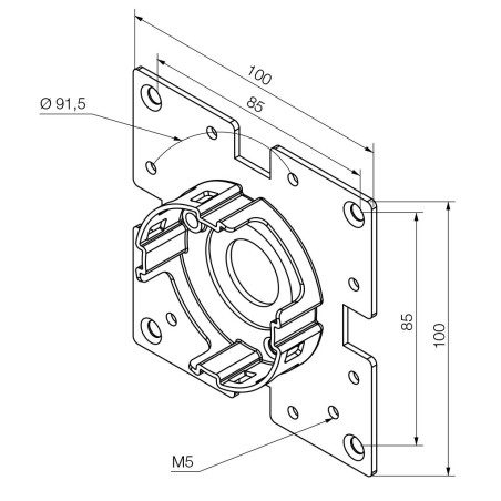 Support 100x100 mm 45° pour moteur Nice ERA