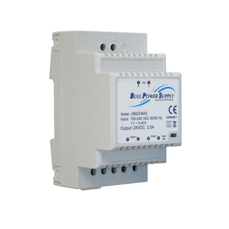 Alimentation 230Vac / 24Vdc 60W 2,5A - 3 modules