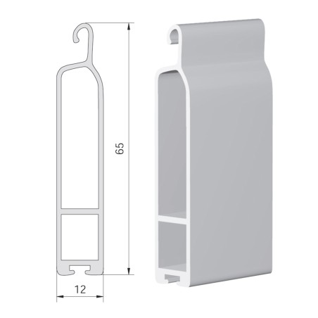 Lame finale ALU 65x14 mm blanc (2 mètres)