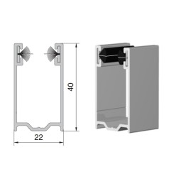 Coulisse TRADI 40x22 mm blanc RAL9016 (2 mètres)