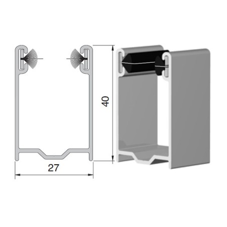 Coulisse TRADI 40x27 mm blanc RAL9016 (1 mètre)