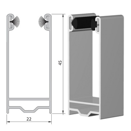 Coulisse tradi ZF blanche 45 x 22 mm (2 mètres)