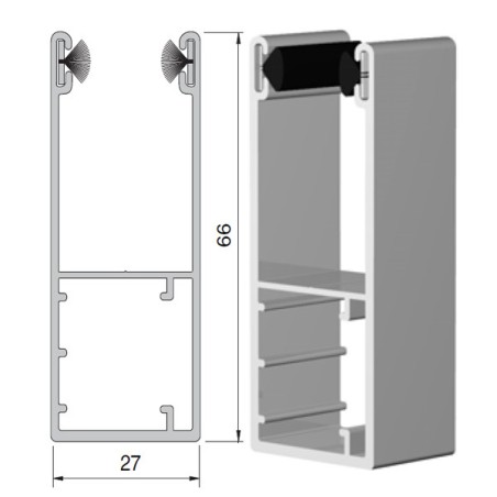 Coulisse aluminium rénovation blanche 66 x 27 mm (2 mètres)