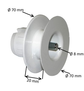 Poulie Ø 70 mm pour tube rond Ø40 mm