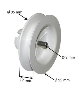 Poulie Ø 95 mm pour tube rond Ø40 mm