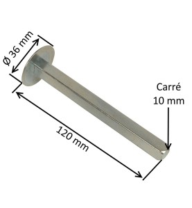 Pivot carré 10 mm pour treuil et poulie