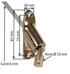 Sortie de caisson 45° et 90° E:D13 S:C6 Lg 500 mm