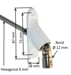 Sortie de caisson 45° et 90° blanc E:D12 S:6P6 Lg 500 mm