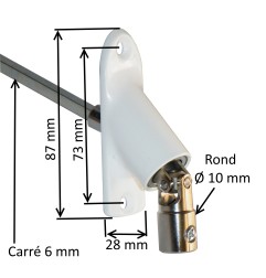 Sortie de caisson 45° et 90° blanc E:D10 S:C6 Lg 500 mm