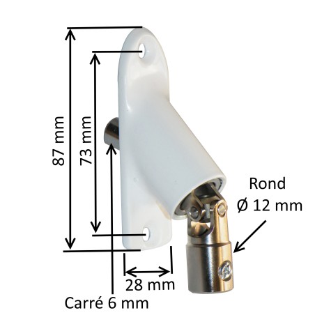 Sortie de caisson 45° et 90° blanc E:D12 S:C6 sans tige