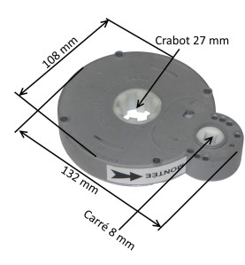 Treuil volet roulant ZFC270B gauche E:Crabot ZF 27 mm