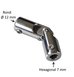 Genouillère acier chromé : Rond Ø12 mm / Hexagonal 7 mm