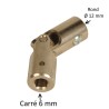 Cardan acier Ø 16 mm : Rond 12 mm / Carré 6 mm