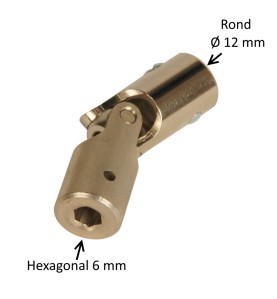Cardan acier Ø 16 mm : Rond 12 mm / Hexagonal 6 mm