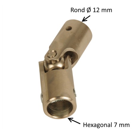 Cardan acier 16 mm : Rond 12 mm / Hexagonal 7 mm