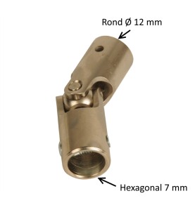 Cardan acier Ø 16 mm : Rond 12 mm / Hexagonal 7 mm