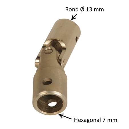 Cardan acier 16 mm : Rond 13 mm / Hexagonal 7 mm
