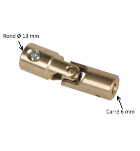 Cardan acier Ø 16 mm : Rond 13 mm / Carré 6 mm