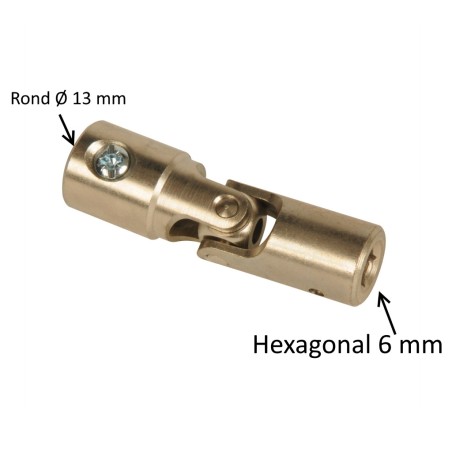 Cardan acier 16 mm : Rond 13 mm / Hexagonal 6 mm