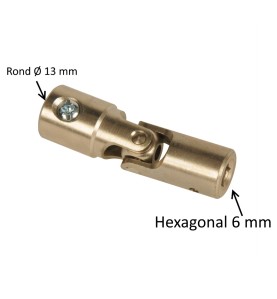 Cardan acier Ø 16 mm : Rond 13 mm / Hexagonal 6 mm