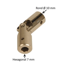 Cardan acier 16 mm : Rond 10 mm / Hexagonal 7 mm