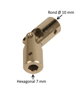 Cardan acier Ø 16 mm : Rond 10 mm / Hexagonal 7 mm