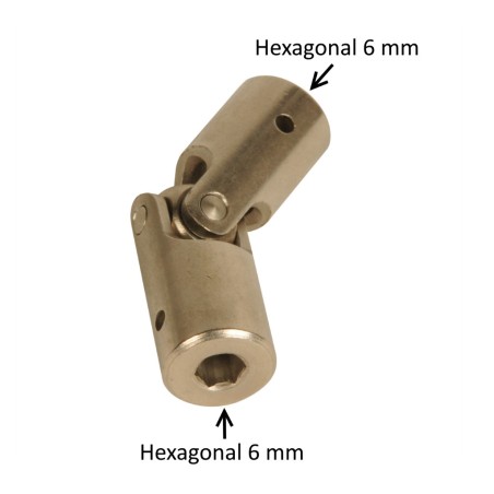 Cardan acier 16 mm : Hexagonal 6 mm / Hexagonal 6 mm