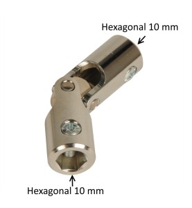 Cardan acier Ø 18 mm : Hexagonal 10 mm / Hexagonal 10 mm