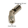 Genouillère acier Ø 18 mm : Hexagonal 10 mm / Carré 10 mm