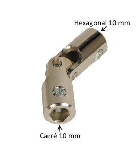 Genouillère acier Ø 18 mm : Hexagonal 10 mm / Carré 10 mm