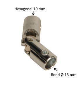 Cardan acier Ø 18 mm : Rond 13 mm / Hexagonal 10 mm