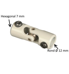Cardan acier laquée : Rond Ø 12 mm / Hexagonal 7 mm