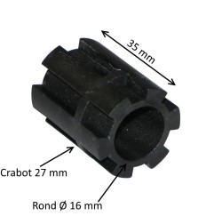 Moyeu d’entraînement crabot 27 mm – rond Ø 16,5 mm – rond 16 mm