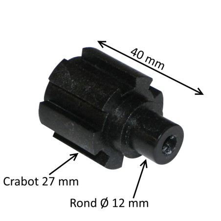 Moyeu d’entraînement crabot 27 mm – Pivot rond 12 mm