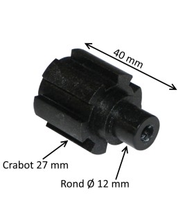 Moyeu d’entraînement crabot 27 mm – Pivot rond 12 mm