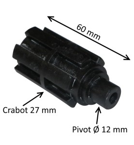 Moyeu d’entraînement crabot 27 mm – Pivot rond 12 mm