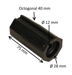 Embout octogonal 40 mm pour roulement 28 mm