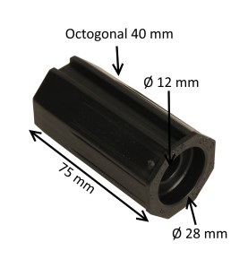 Embout octogonal 40 mm pour roulement 28 mm