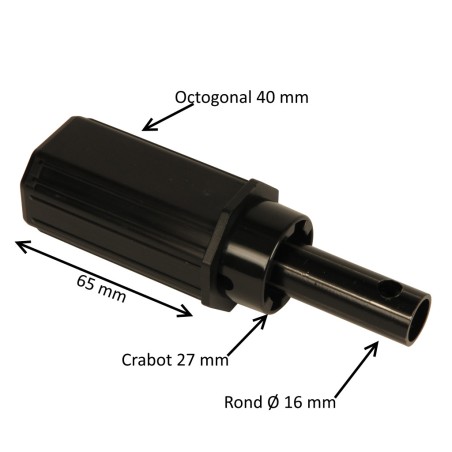 Embout octogonal 40 mm et tige Ø 16 mm