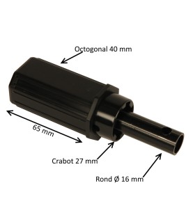 Embout octogonal 40 mm et tige Ø 16 mm