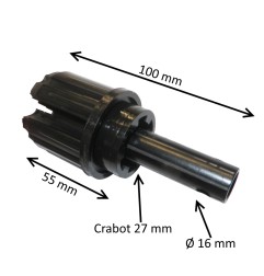 Embout ZF 45 mm, crabot femelle 27 mm et tige Ø 16 mm