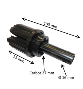 Embout ZF 45 mm, crabot femelle 27 mm et tige Ø 16 mm