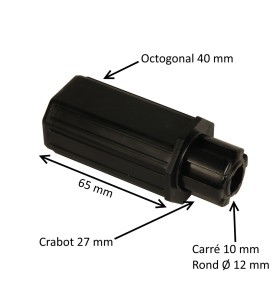 Embout octogonal 40 mm – crabot 27 mm mâle