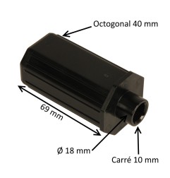 Embout octogonal 40 mm – nez carré 10 mm