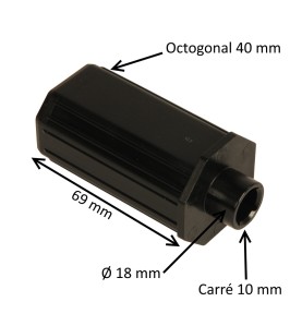 Embout octogonal 40 mm – nez carré 10 mm