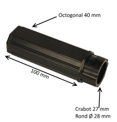 Embout escamotable octogonal 40 mm – crabot 27 mm