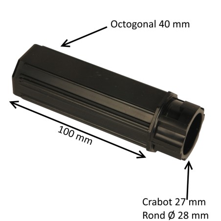 Embout escamotable octogonal 40 mm – crabot 27 mm