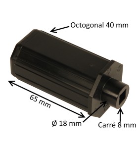 Embout escamotable octogonal 40 mm – carré 8 mm