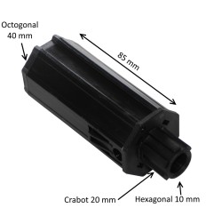 Embout octogonal 40 mm – crabot 22 mm / hexagonal 10 mm